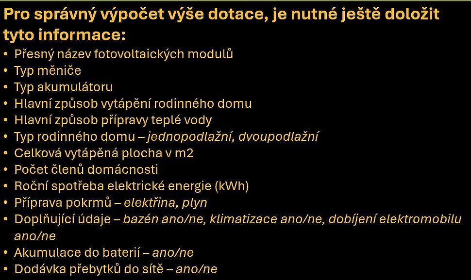 Dodatečné informace ke správní výši dotace